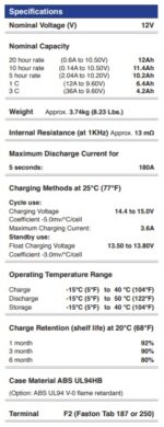 Batteria Energy Safe 12v 12.00Ah AGM VRLA CP.00412121 foto caratteristiche.