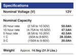Batteria Energy Safe 12v 50Ah AGM VRLA Ciclica CP.00412502 foto specifiche.