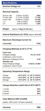 Batteria Energy Safe AGM 12v 18Ah VRLA CP.00412180 foto caratteristiche.