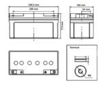 Batteria Zenith 12V 75Ah ciclica CP. ZL120165 immagine dimensioni e terminali.