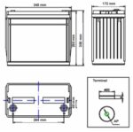 Batteria Zenith 140Ah ciclica CP. ZL1201106 immagine dimensioni e terminali.
