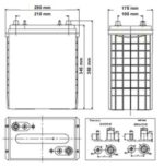 Batteria Zenith 6v 335Ah ciclica CP. ZL060125 immagine dimensioni e terminali.