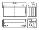 Batterie Zenith AGM 160Ah cicliche CP. ZL1201115 immagine dimensioni e terminali.