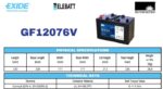 Batteria EXIDE 12V 87.9A Gel immagine scheda tecnica.