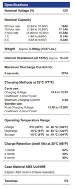 Batteria Energy Safe 18Ah Starter AGM VRLA CP.00412151 immagine caratteristiche.