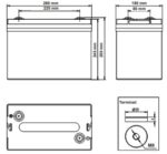 Batteria Zenith 6v 225Ah ciclica CP. ZL060110 immagine dimensioni e terminali.